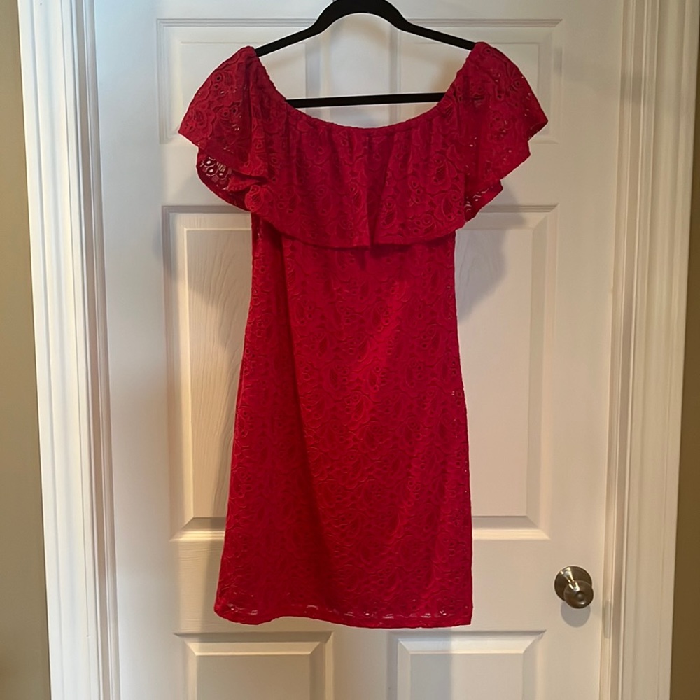 Magenta Off the Shoulder Dress